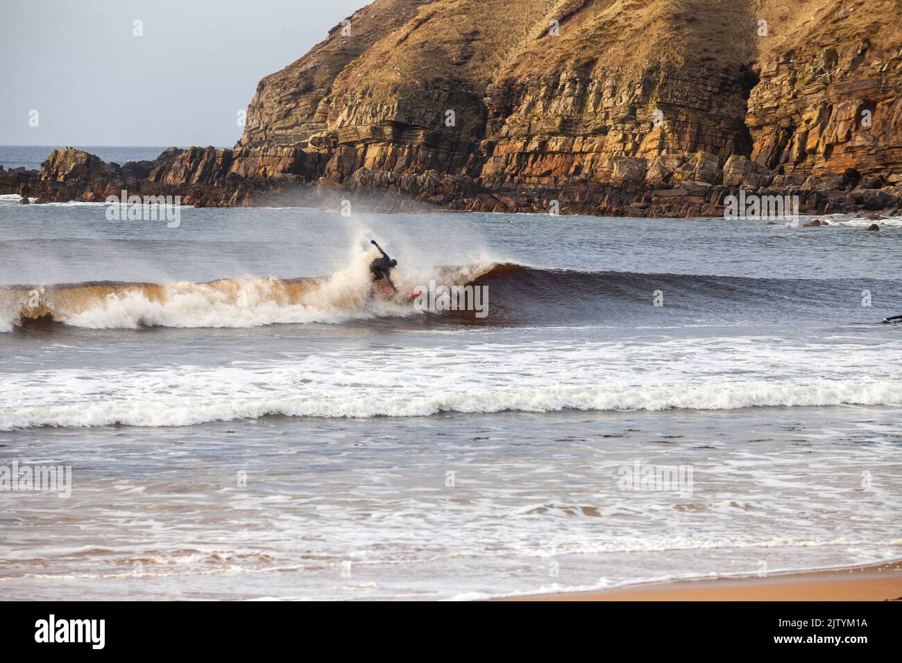 Surfen im Melvich Bay Sutherland an der Nordküste 500 Stockfoto