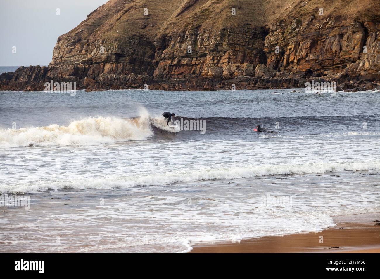 Surfen im Melvich Bay Sutherland an der Nordküste 500 Stockfoto