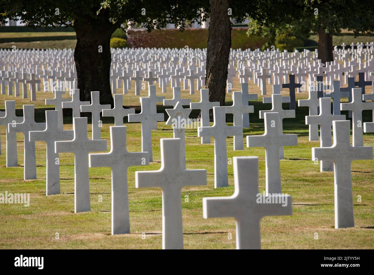 Henri-Chapelle American Cemetery and Memorial, US-Militärfriedhof in der Nähe von Welkenraedt, Wallonien, Belgien. 7992 gefallene amerikanische Soldaten ruhen hier. Henr Stockfoto