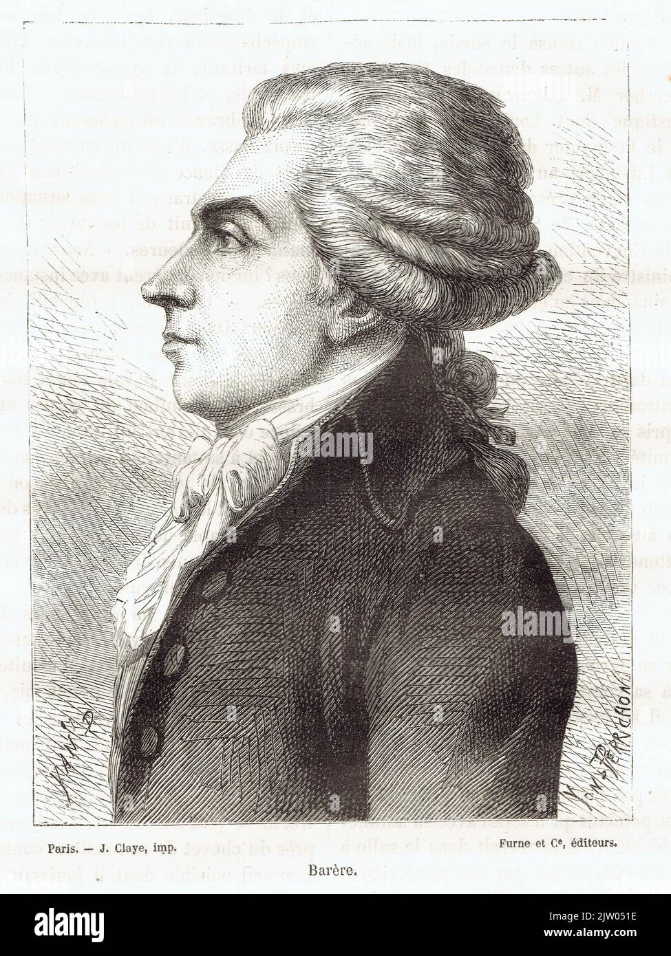 Bertrand Barère dit Barère de Vieuzac, avocat, homme politique, conventionnel et membre du CSP ; surnommé l'anacréon de la Guillotine Stockfoto