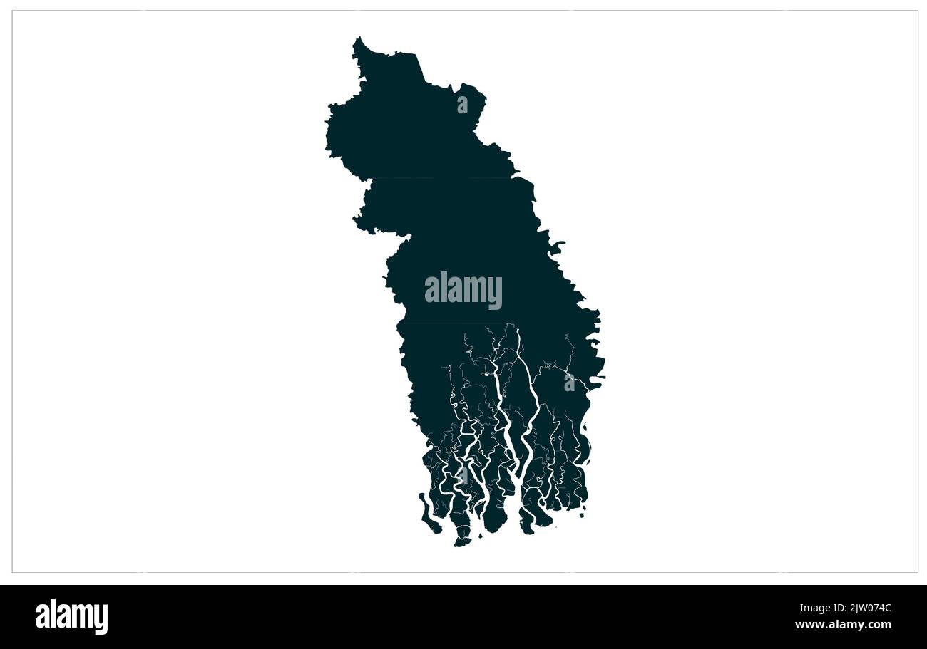 Khulna Bibhag Bangladesh Vektorkarte Illustration, Bangladesh State map, Bangladesh bibhag oder Division Stockfoto