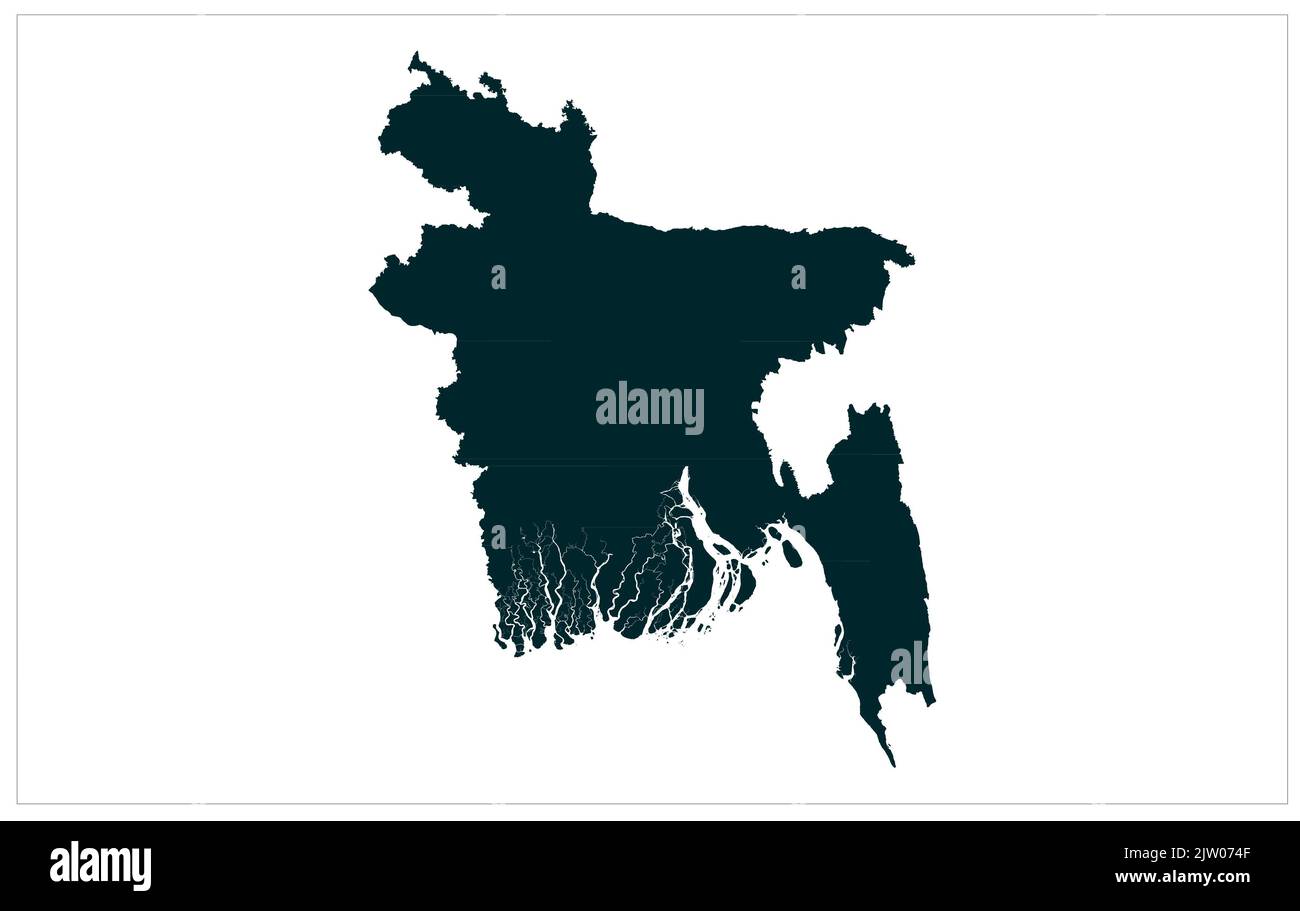 Bangladesch Vektorkarte Illustration auf weißem Hintergrund , Bangladesch Karte Stockfoto