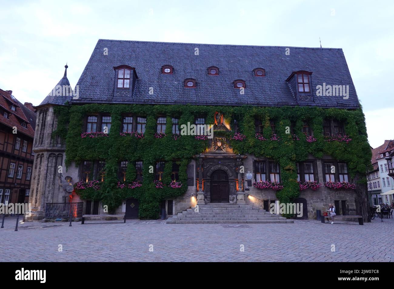 Rathaus Quedlinburg, UNESCO-Weltkulturerbe, Sachsen-Anhalt, Norddeutschland, Europa Stockfoto