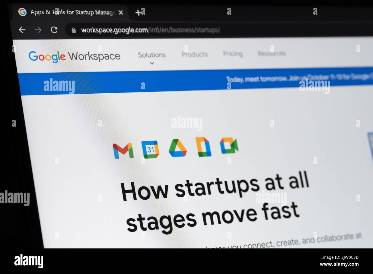 New york, USA - 1. september 2022: Apps und Tools für Startups in google auf Laptop-Bildschirm Makro Nahaufnahme Hintergrund Stockfoto