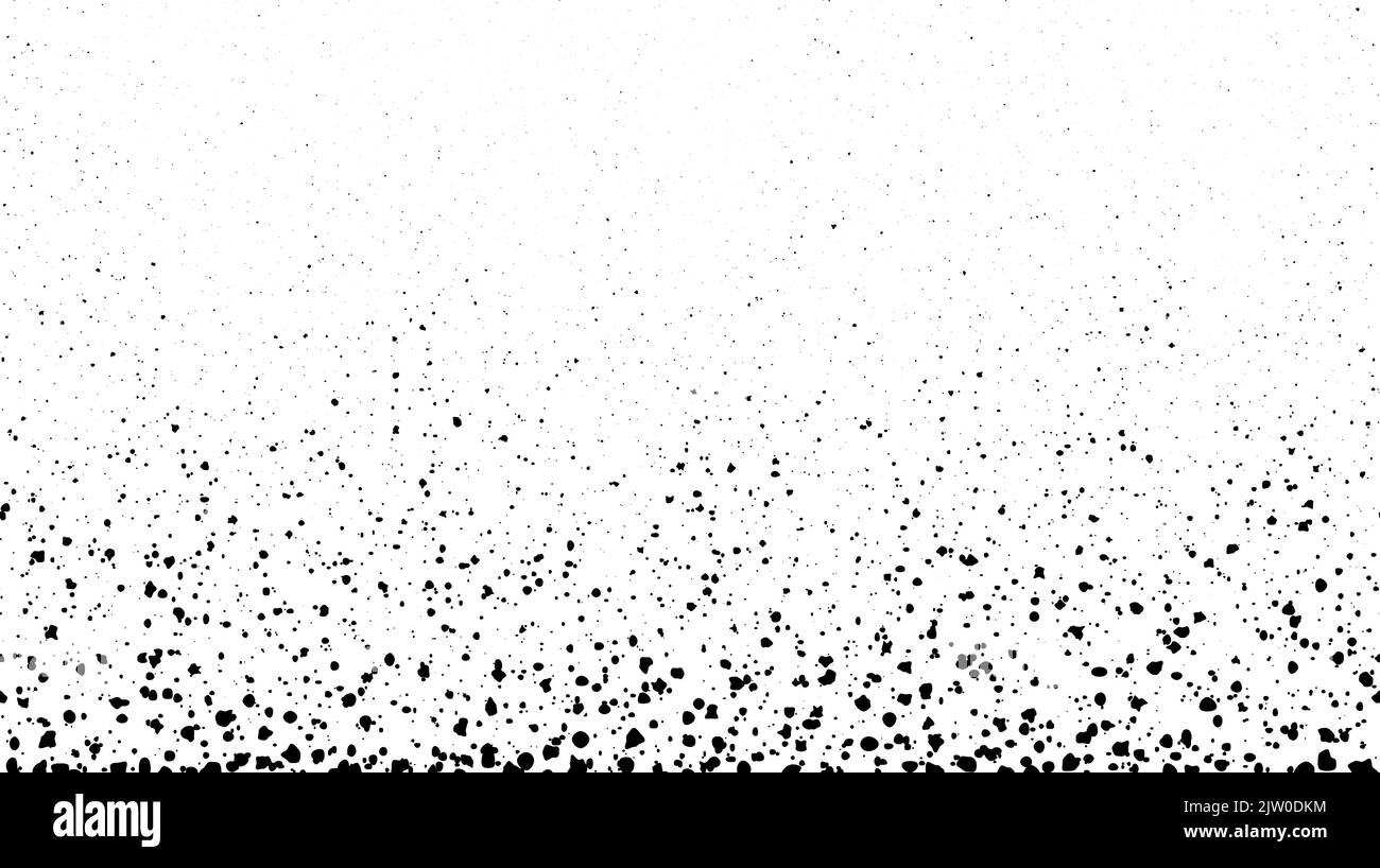 Grunge gesprenkelige Textur. Schmutzige Partikel verblasste Rahmen. Grungy spritzte Partikel Tapete. Effekt „Speckle Gradient“. Spritzte Partikel, Spritzer Stock Vektor