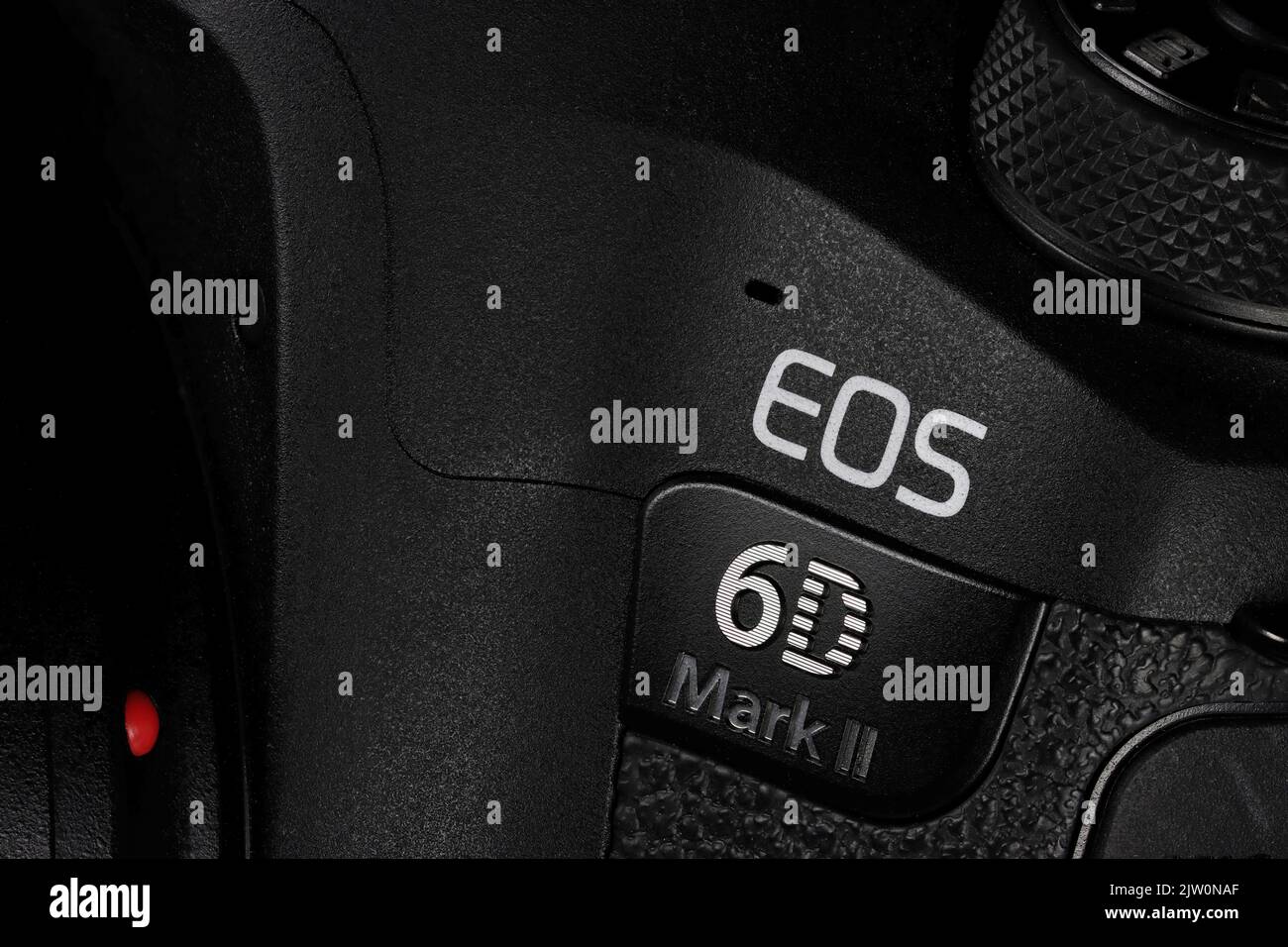 EOS 6D Mark II Branding auf Canon DSLR-Kamera Stockfoto
