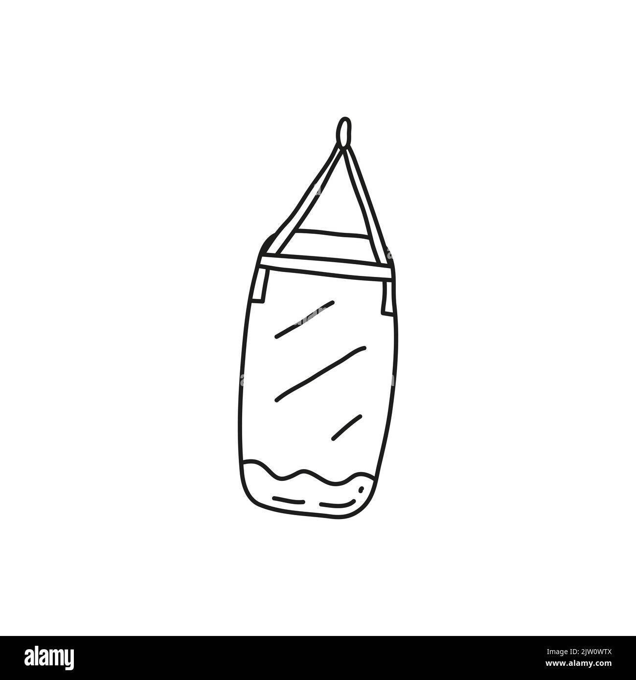 Doodle Outline Boxsack isoliert auf weißem Hintergrund. Stock Vektor
