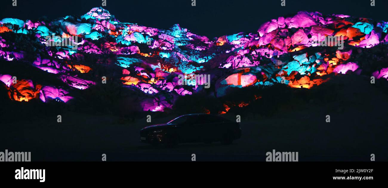 Ein Berg mit LED-Leuchten. Stockfoto