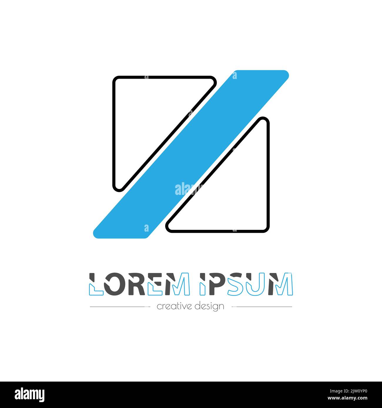 Quadrat, Dreieck und Streifen sind in Teile unterteilt. Geometrische Vorlage für ein Logo, einen Aufkleber, ein Logo oder eine Marke. Illustration für Websites, Anwendungen und Stock Vektor