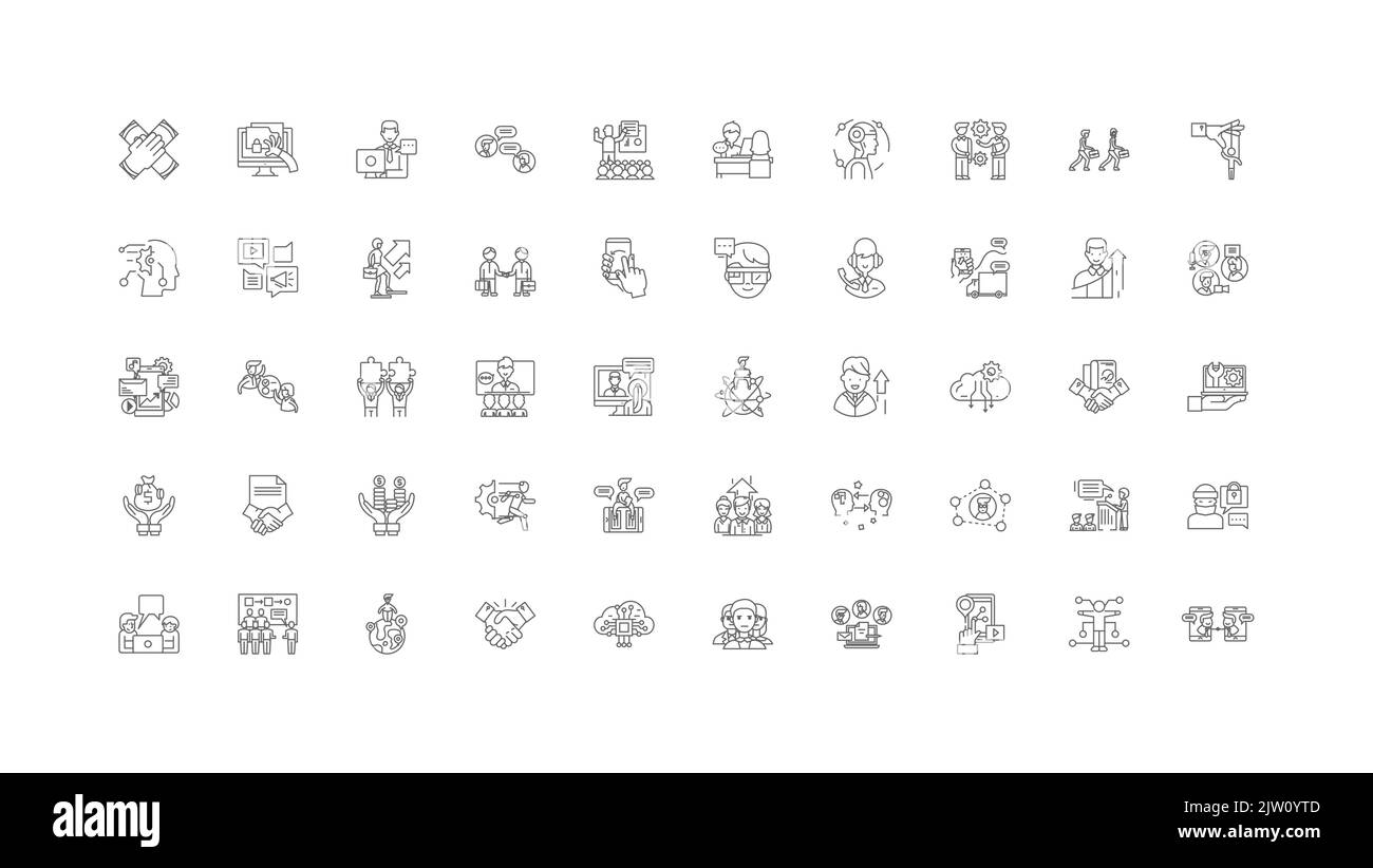 Wartungsideen, lineare Symbole, Linienschilder, Vektorsammlung Stock Vektor