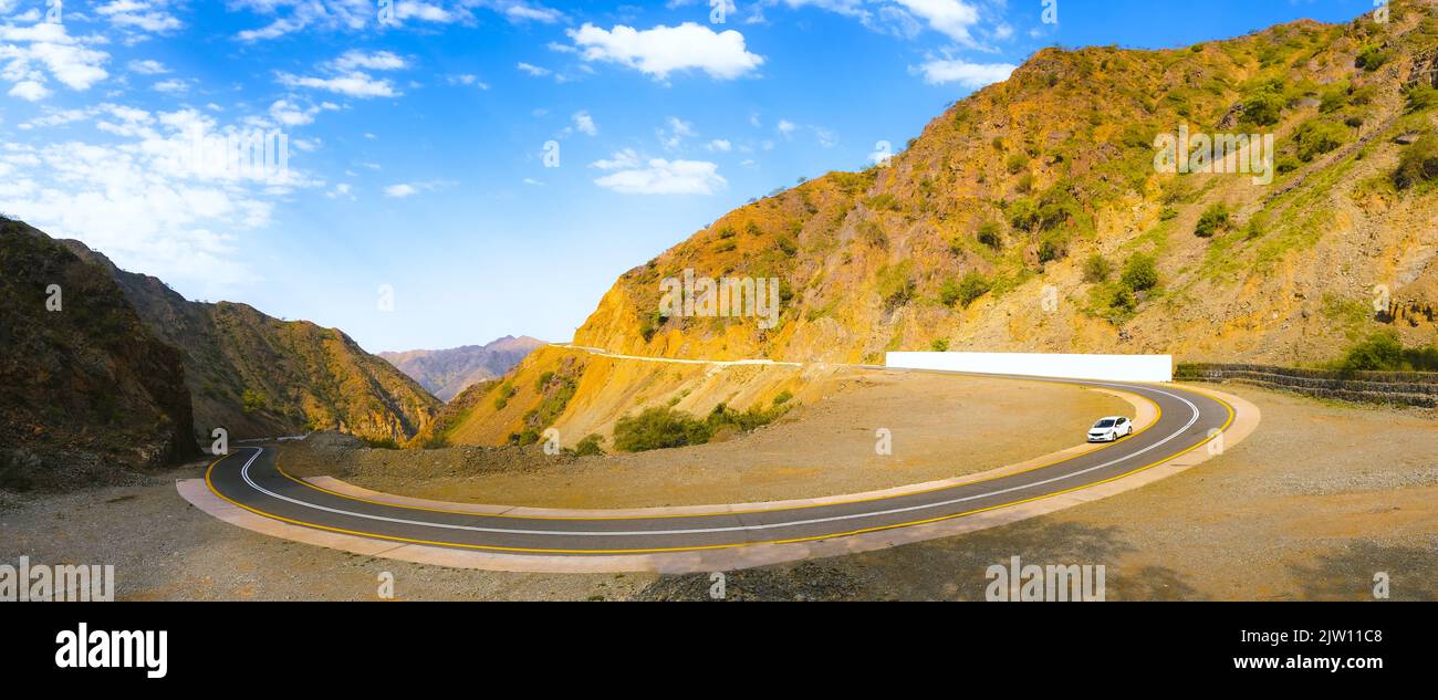 Panoramablick auf eine Bergstraße in Jizan, Saudi-Arabien. Stockfoto