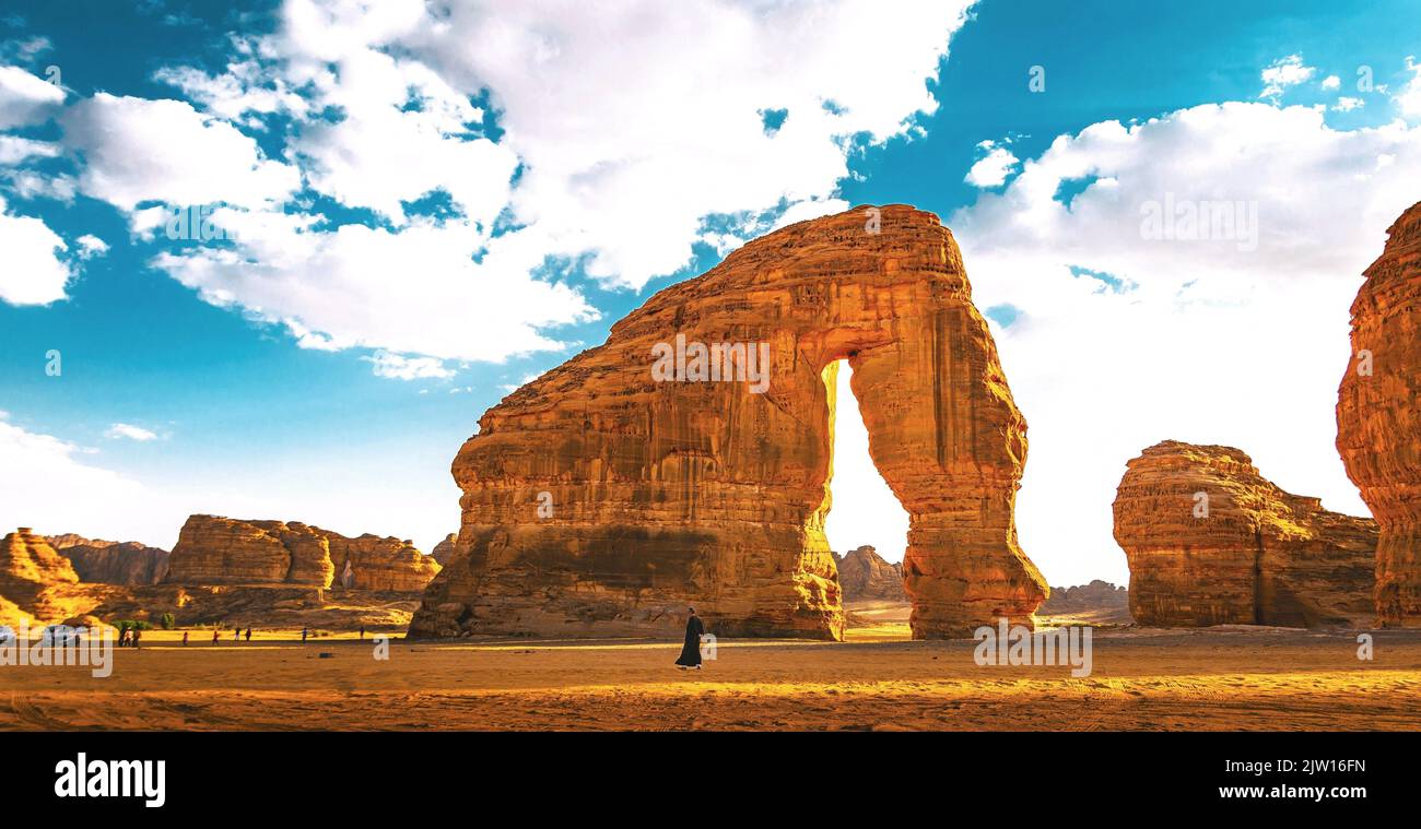 Der berühmte Elefantenfelsen in Al Ula, Saudi-Arabien. Stockfoto