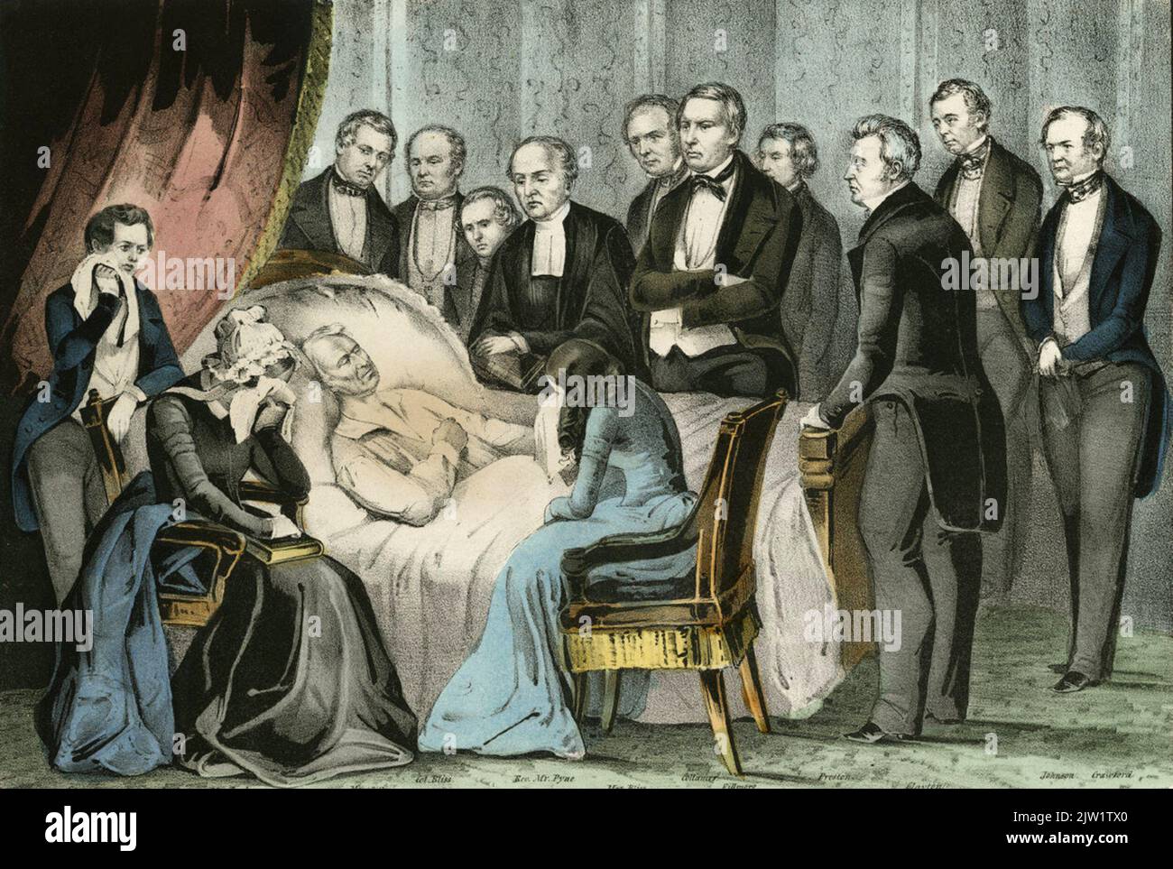 Ein Druck aus dem Jahr 1850, der den Tod von Zachary Taylor darstellt Stockfoto
