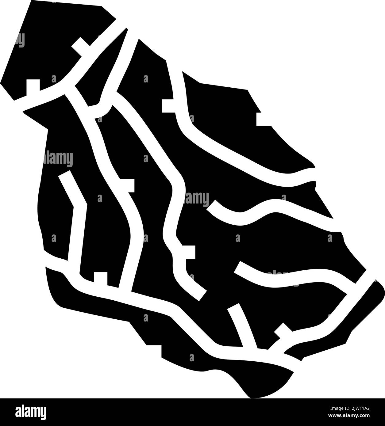 Abbildung des Symbols für Schiefersteinfelsen-Glyphen Stock Vektor