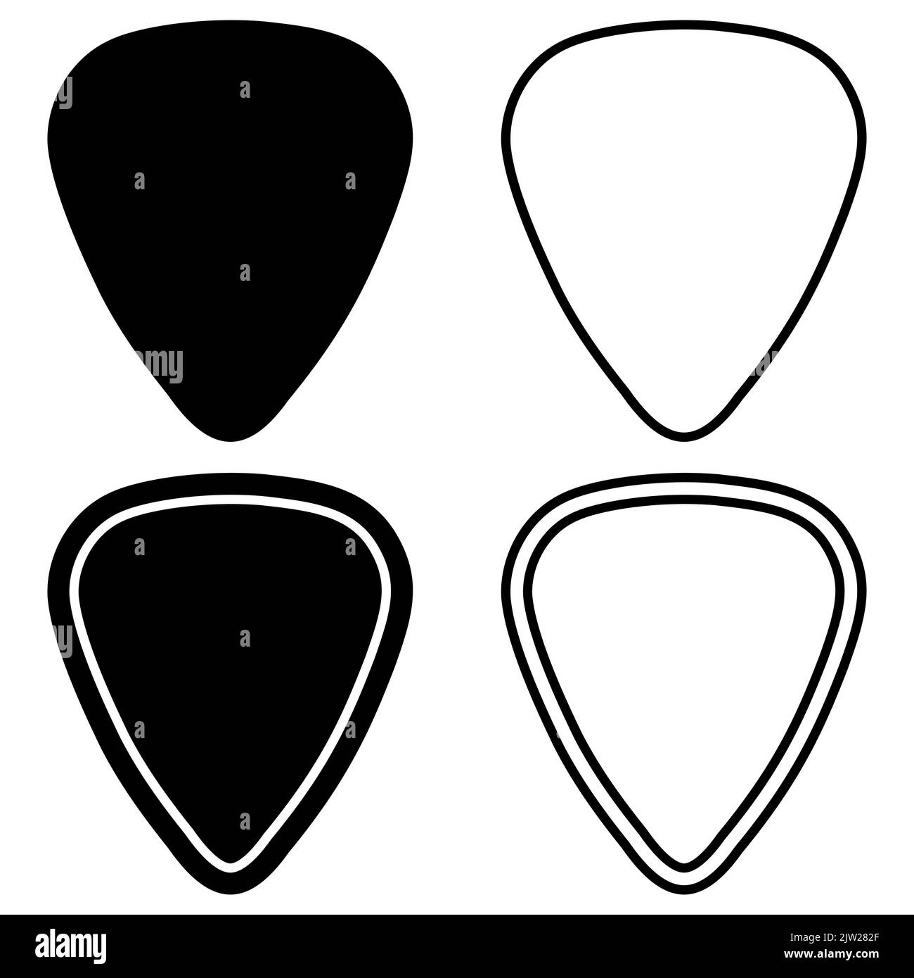 Logo Umriss Pick Gitarre Rock, Vektor-Mediator Plektrum Linie Symbol Stock Vektor