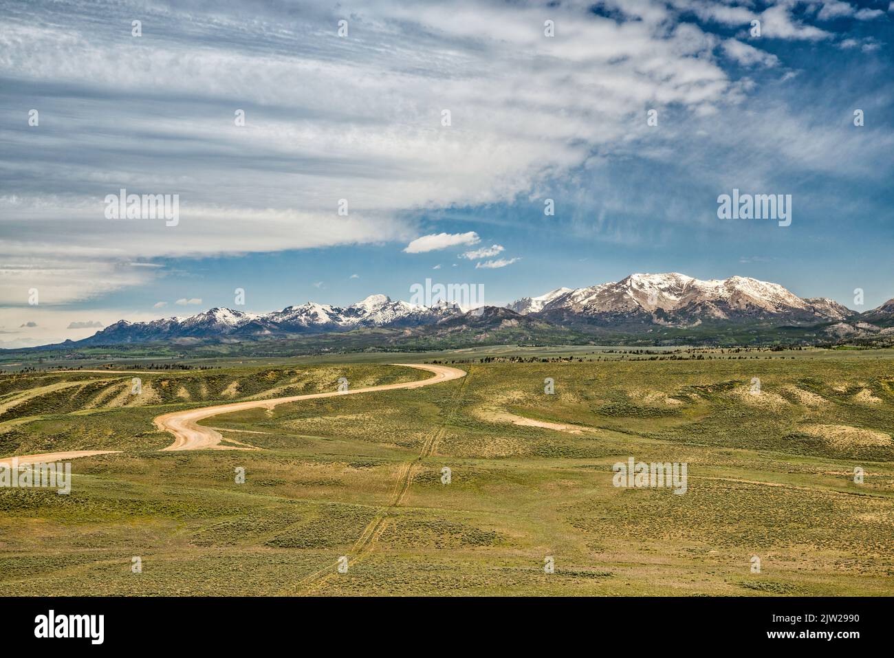 Wind River Range, Sageburst Steppe, Lander Cutoff Road (CR 132), nach Continental Divide, Wyoming, USA Stockfoto