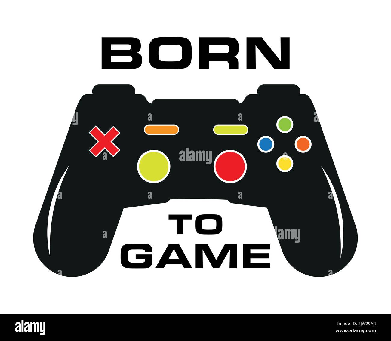 Born To Game – Farbenfroher Vektorgrafik-Illustrator Stock Vektor