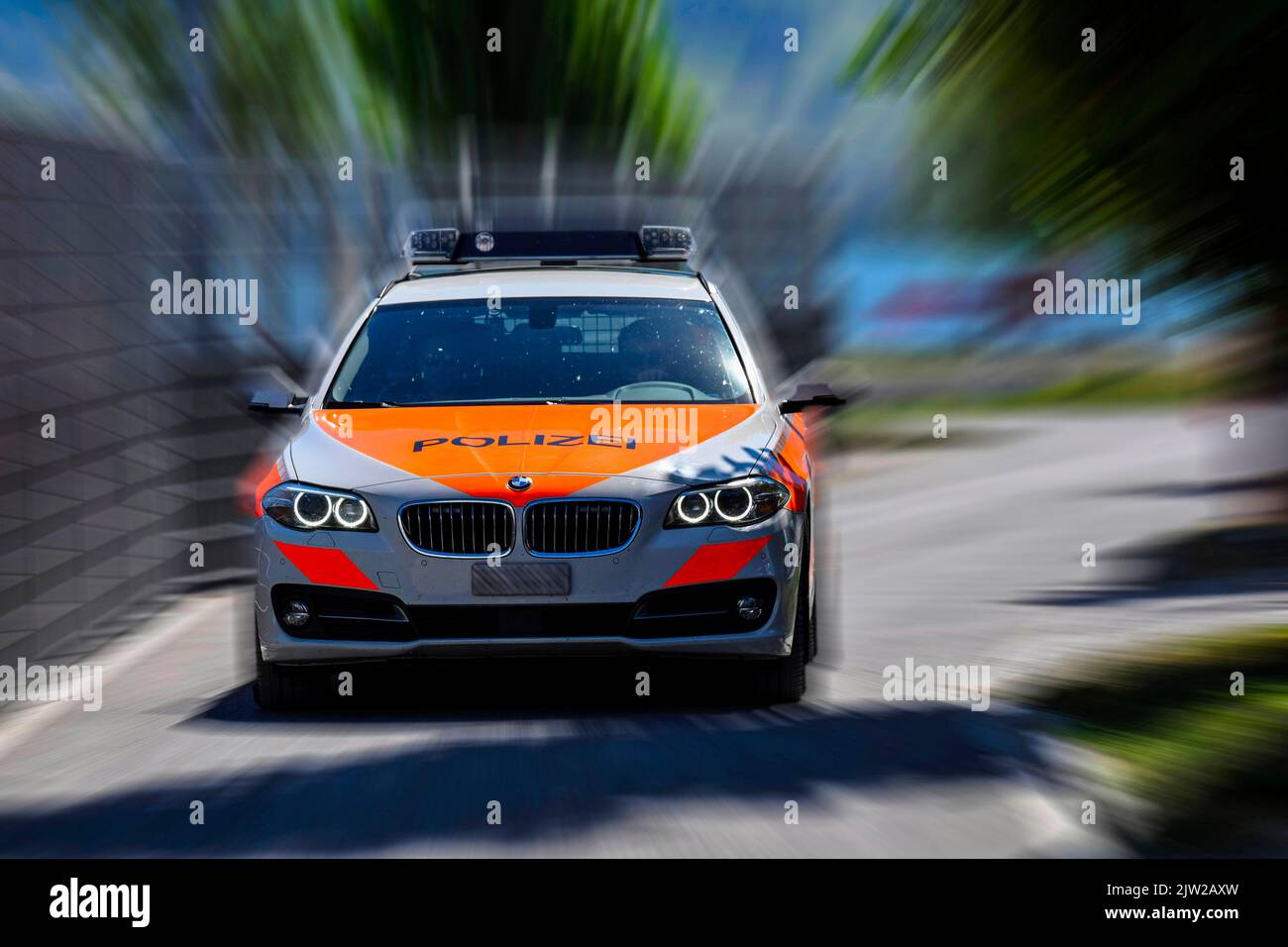 Mop-up Bild Polizeiauto, Schweiz Stockfoto