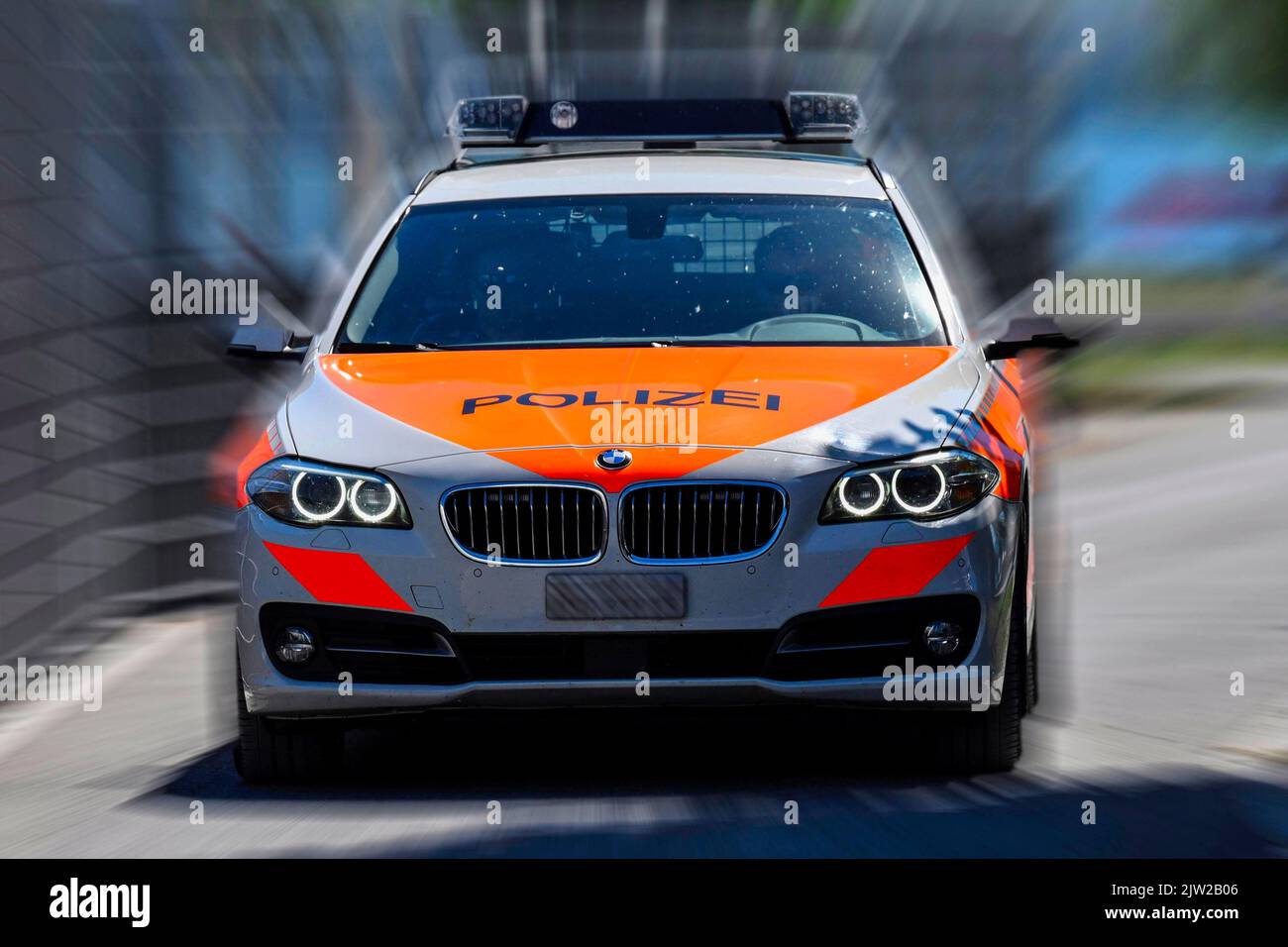 Mop-up Bild Polizeiauto, Schweiz Stockfoto