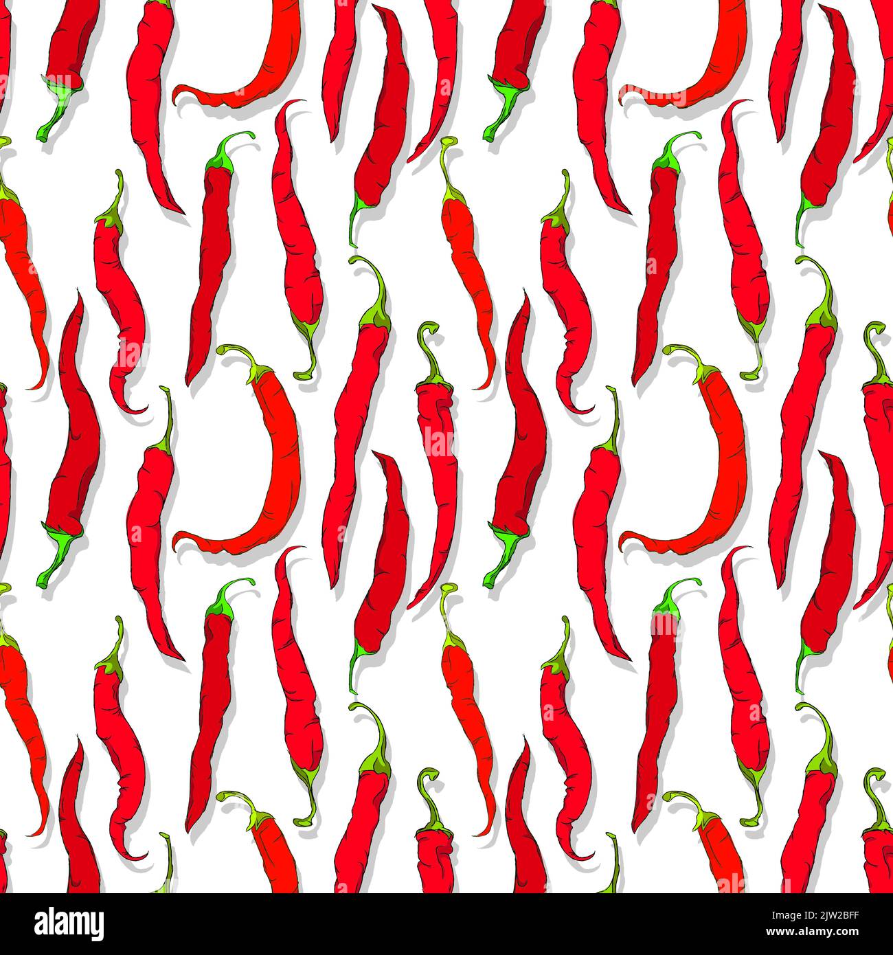 Chilischoten wiederholendes Muster, editierbare Vektorvorlage Stockfoto
