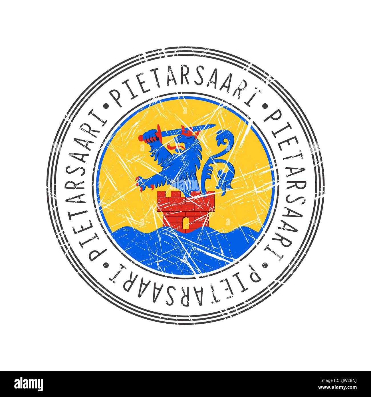Pietarsaari, Finnland. Grunge Poststempel auf weißem Hintergrund Stockfoto
