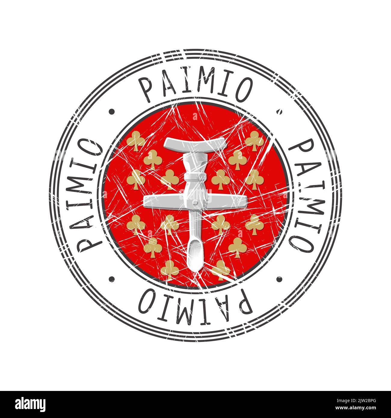 Paimio City, Finnland. Grunge Poststempel auf weißem Hintergrund Stockfoto