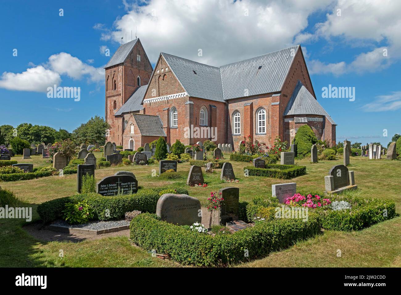 Kirche St. Johannis, Friesische Kathedrale, Friedhof, Nieblum, Föhrinsel, Nordfriesland, Schleswig-Holstein, Deutschland Stockfoto