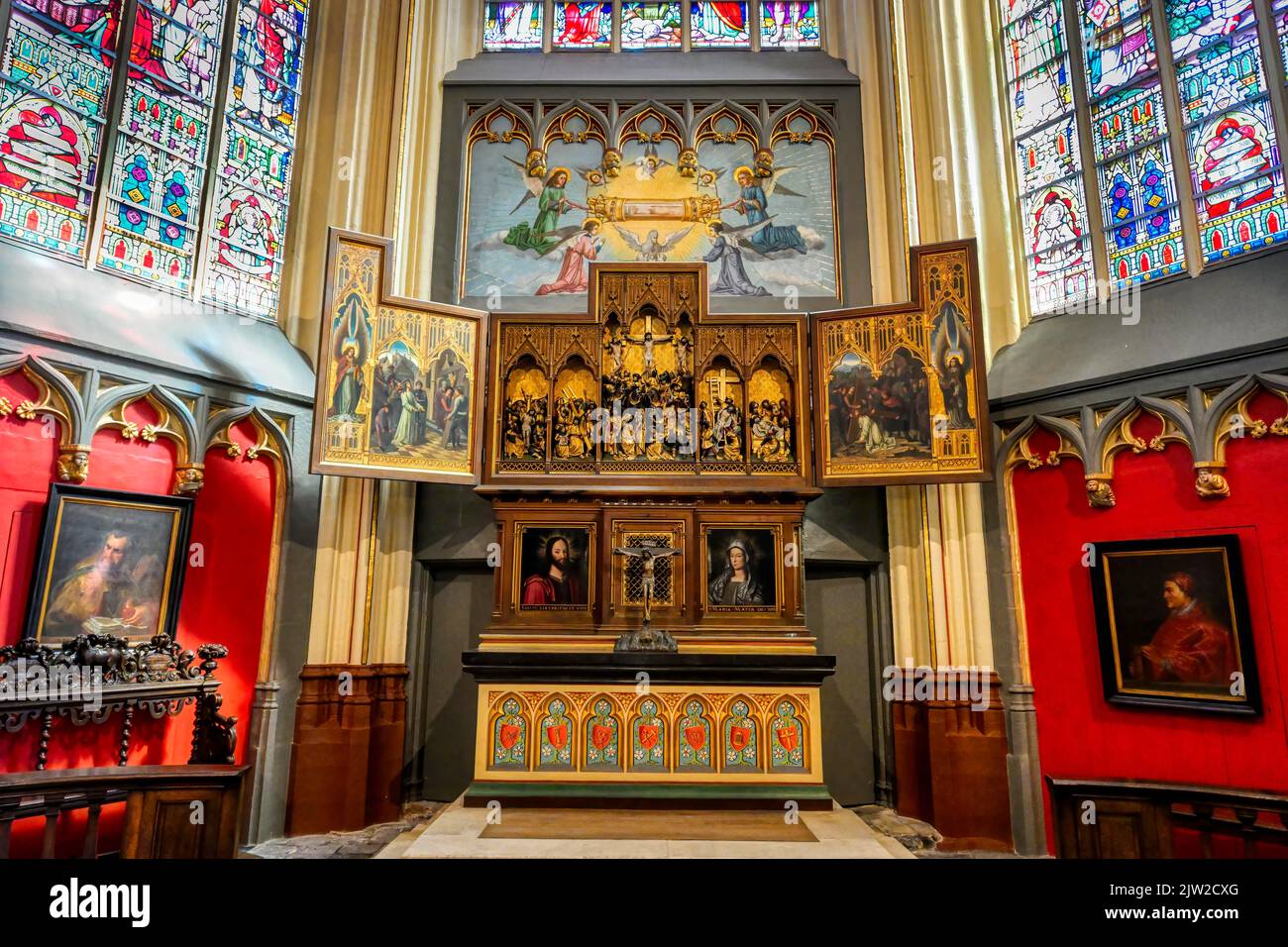 Retabel der Passion, Kathedrale des Heiligen Salvators, Brügge, Belgien Stockfoto