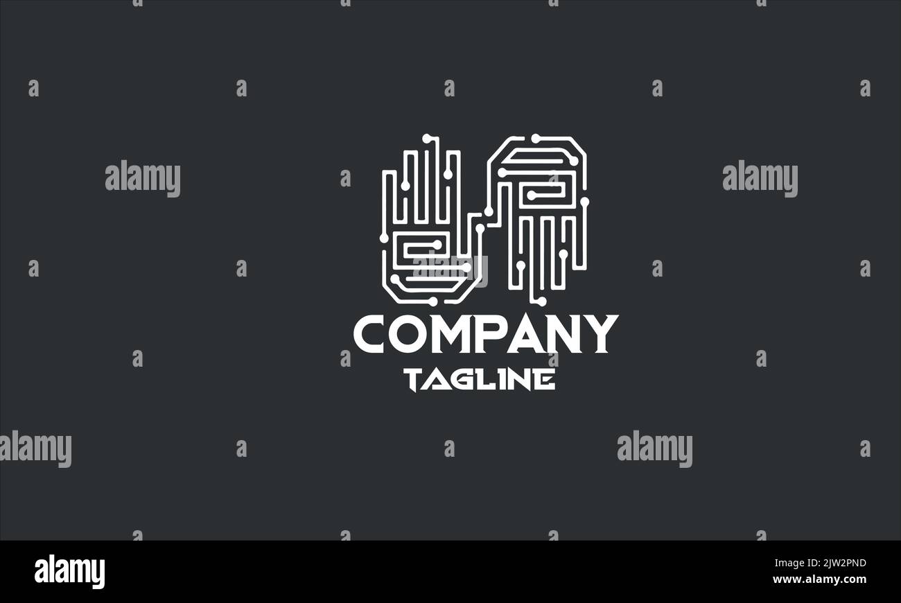 Minimale Vorlage für digitales Handlogo Stock Vektor