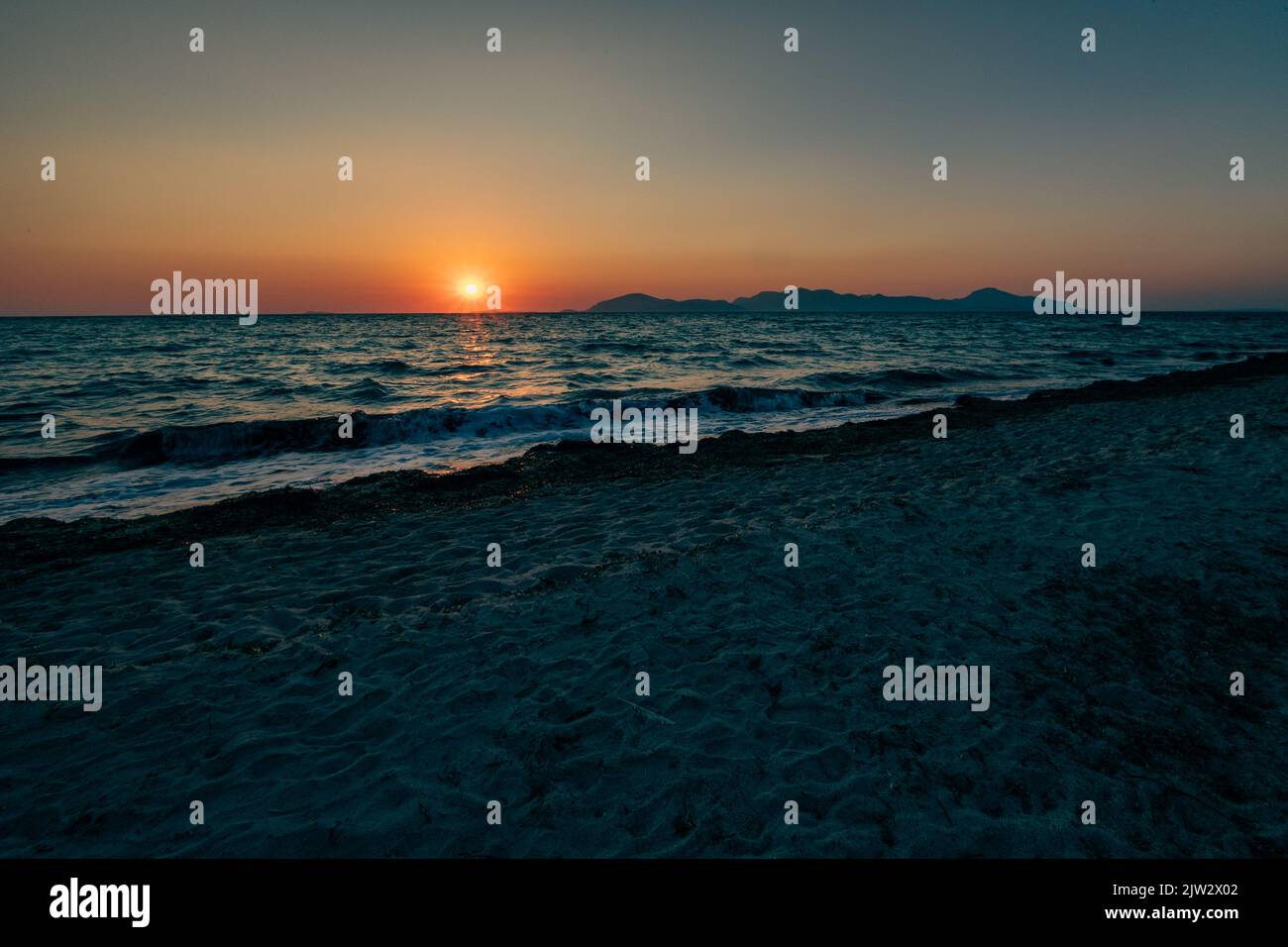 Schöner Nachmittag am Strand auf der insel kos, griechenland Stockfoto