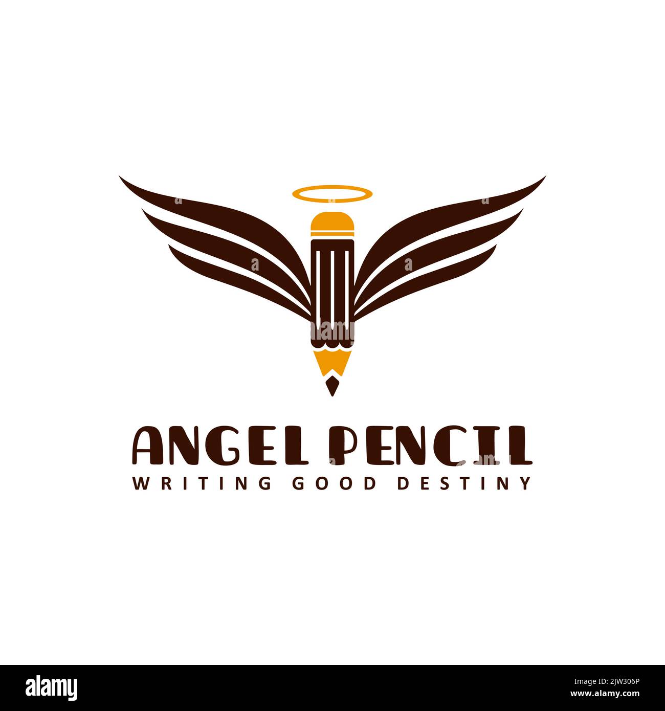 Bleistift-Kunst Mit Engel Flügel Logo Vektor-Design Stock Vektor