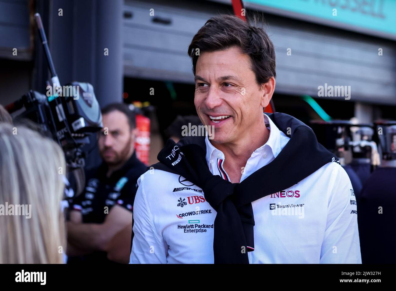 Zandvoort, Niederlande. 03. September 2022. ZANDVOORT, NIEDERLANDE - 3. SEPTEMBER: Mercedes GP Executive Director Toto Wolff beim Final Practice vor dem Großen Preis von der Formel 1 in der niederländischen Formel-3-Klasse bei Cicuit Zandvoort am. September 2022 in Zandvoort, Niederlande (Foto: Marcel ter Bals/BSR Agency) Credit: Orange Pics BV/Alamy Live News Stockfoto