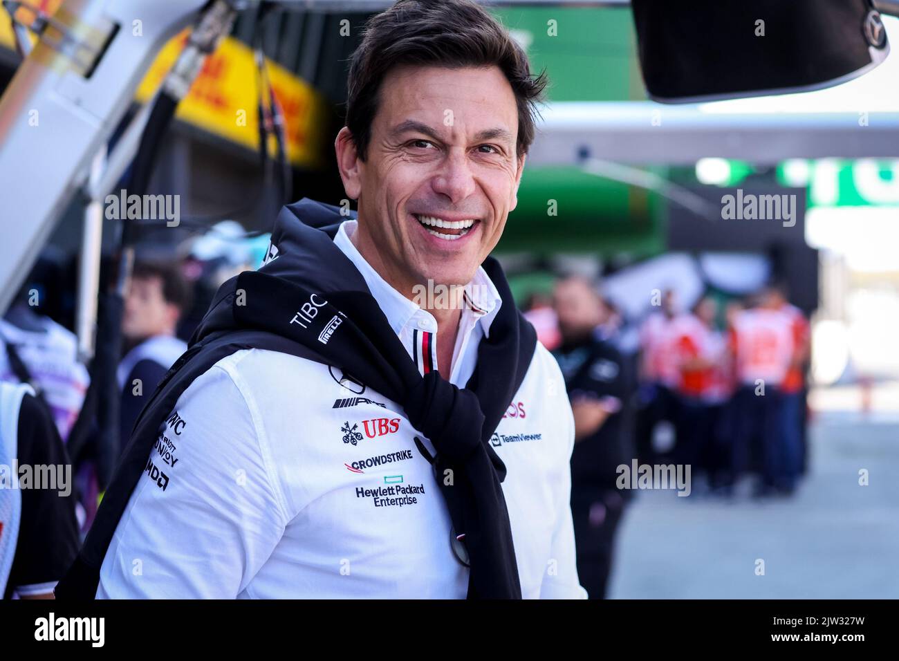 Zandvoort, Niederlande. 03. September 2022. ZANDVOORT, NIEDERLANDE - 3. SEPTEMBER: Mercedes GP Executive Director Toto Wolff beim Final Practice vor dem Großen Preis von der Formel 1 in der niederländischen Formel-3-Klasse bei Cicuit Zandvoort am. September 2022 in Zandvoort, Niederlande (Foto: Marcel ter Bals/BSR Agency) Credit: Orange Pics BV/Alamy Live News Stockfoto