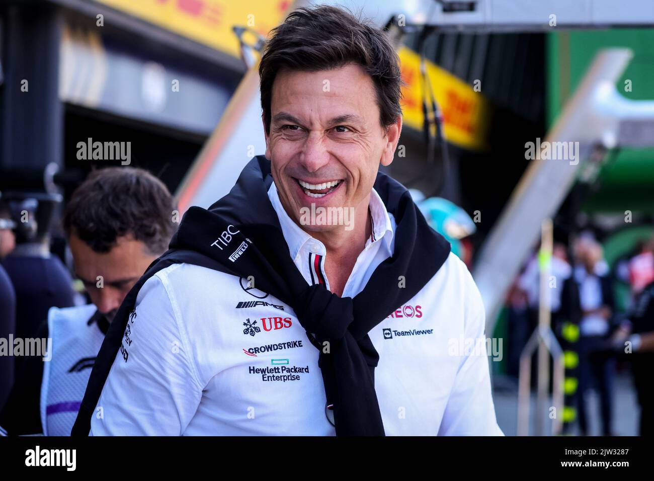 Zandvoort, Niederlande. 03. September 2022. ZANDVOORT, NIEDERLANDE - 3. SEPTEMBER: Mercedes GP Executive Director Toto Wolff beim Final Practice vor dem Großen Preis von der Formel 1 in der niederländischen Formel-3-Klasse bei Cicuit Zandvoort am. September 2022 in Zandvoort, Niederlande (Foto: Marcel ter Bals/BSR Agency) Credit: Orange Pics BV/Alamy Live News Stockfoto
