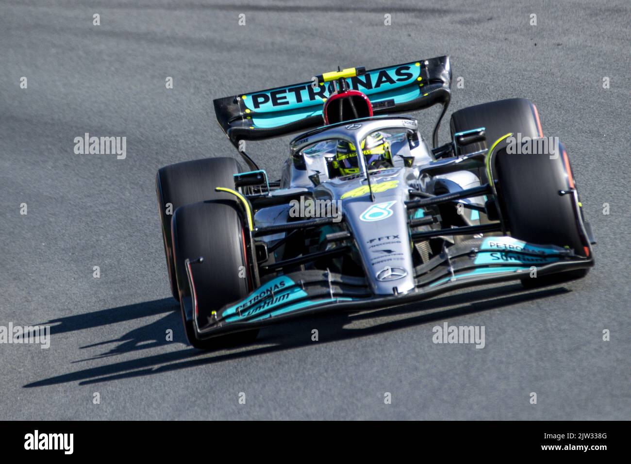 ZANDVOORT - Lewis Hamilton (Mercedes) während des freien Trainings 3. vor dem Großen Preis der Niederlande F1 auf dem Circuit van Zandvoort am 3. September 2022 in Zandvoort, Niederlande. ANP SEM VAN DER WAL Stockfoto