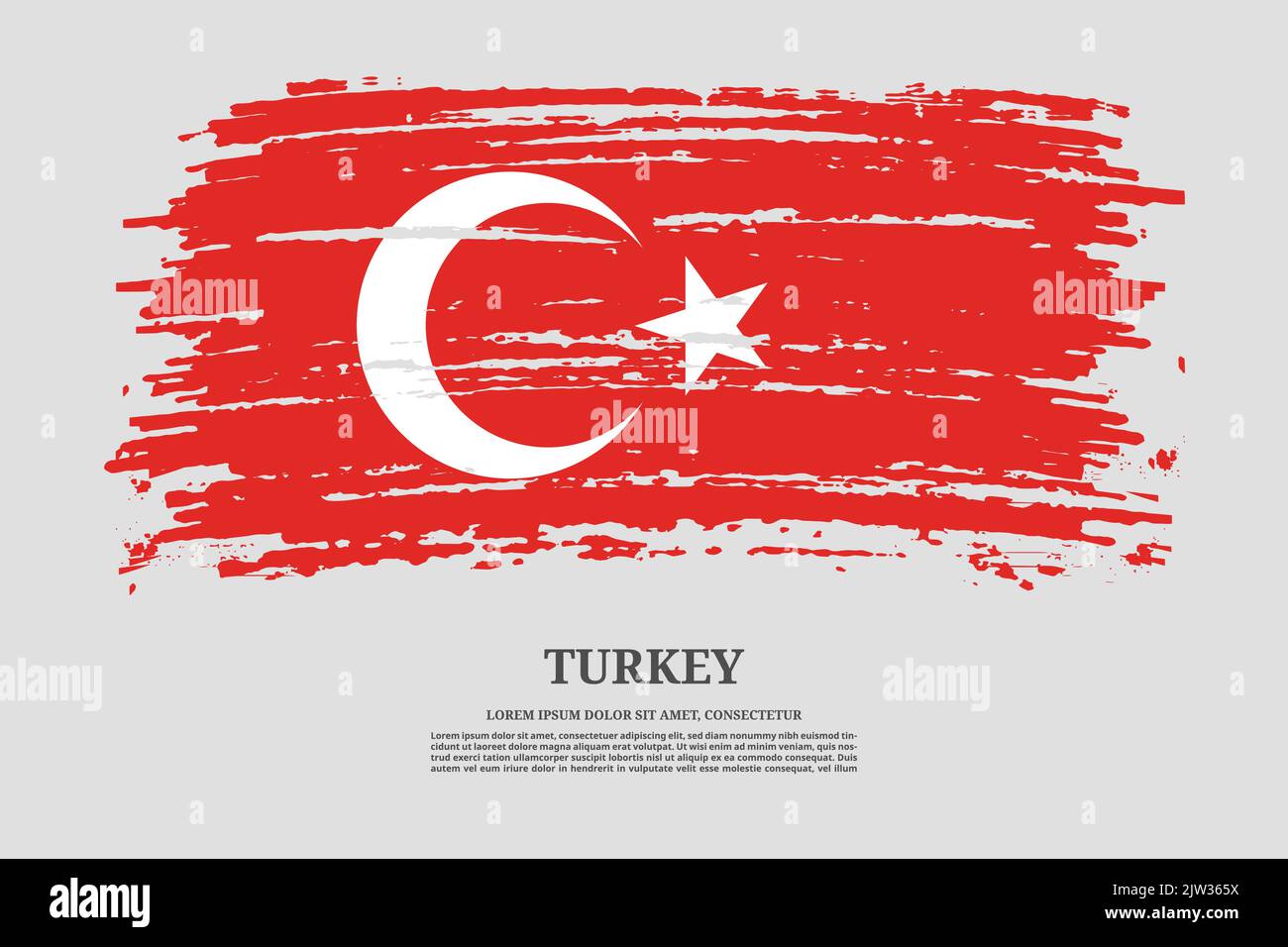 Türkei-Flagge mit Pinselstrich-Effekt und Informationstextplakat, Vektor-Hintergrund Stock Vektor