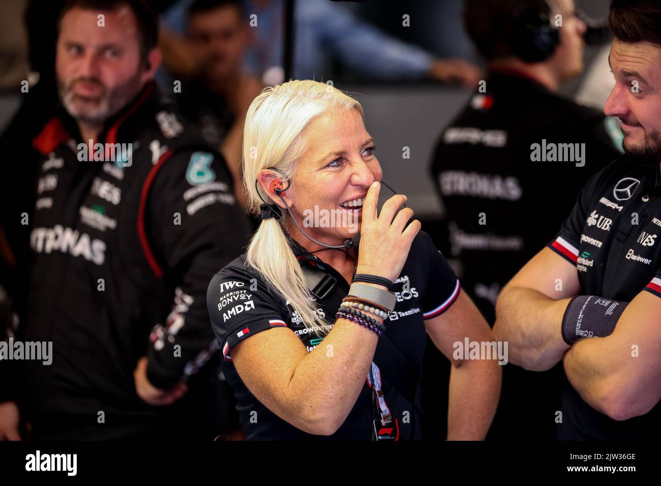 Zandvoort, Niederlande. 03. September 2022. ZANDVOORT, NIEDERLANDE - 3. SEPTEMBER: Angela Cullen aus Neuseeland und Mercedes beim Final Practice vor dem Großen Preis der Formel 1 in der niederländischen Formel-1-Weltmeisterschaft am 3. September 2022 in Cicuit Zandvoort, Niederlande (Foto von Marcel ter Bals/Orange Picics) Credit: Orange Pics BV/Alamy Live News Stockfoto