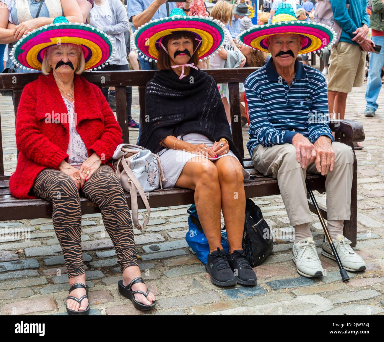 Bridport, Dorset, Großbritannien. 3.. September 2022. Eine Vielzahl von Stil und schrulligen Hüten, die von Menschen und Hunden beim Bridport hat Festival in Dorset hergestellt und getragen werden. Quelle: Carolyn Jenkins/Alamy Live News Stockfoto