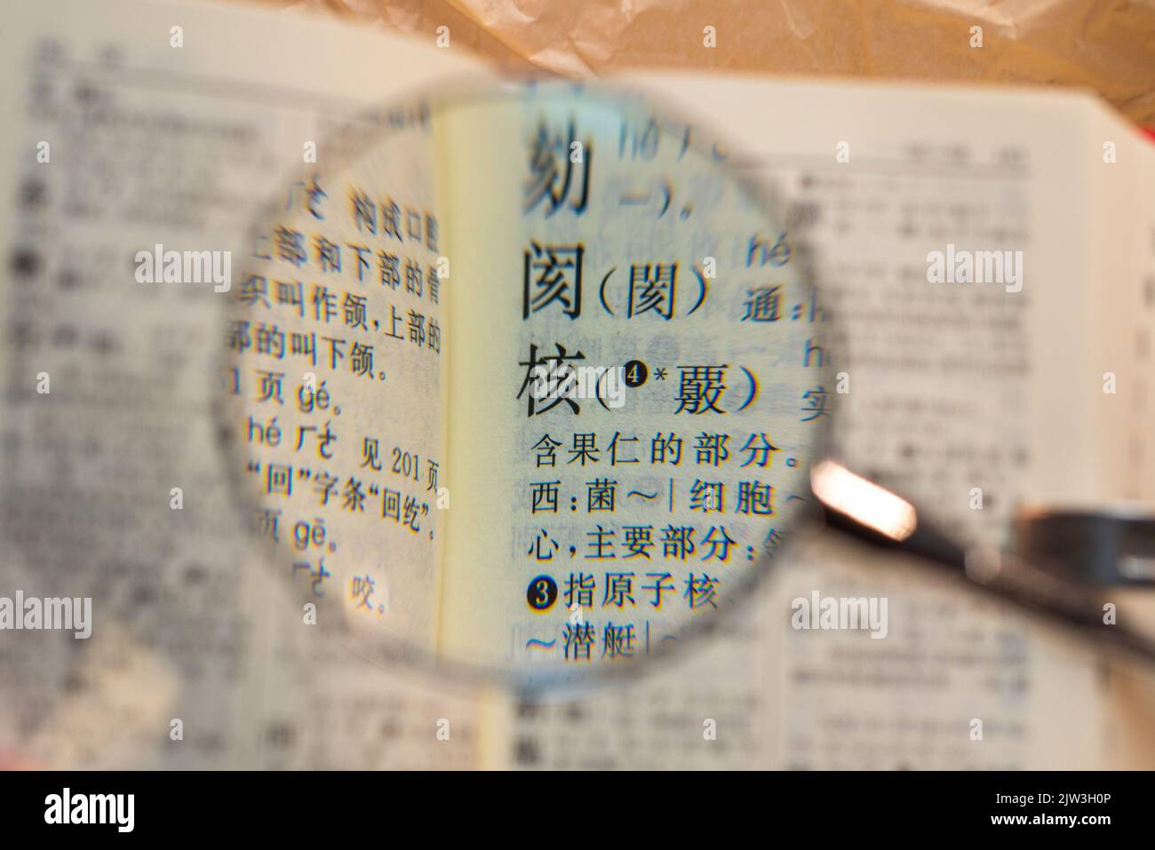 Nucleus in chinesischen Schriftzeichen Stockfoto