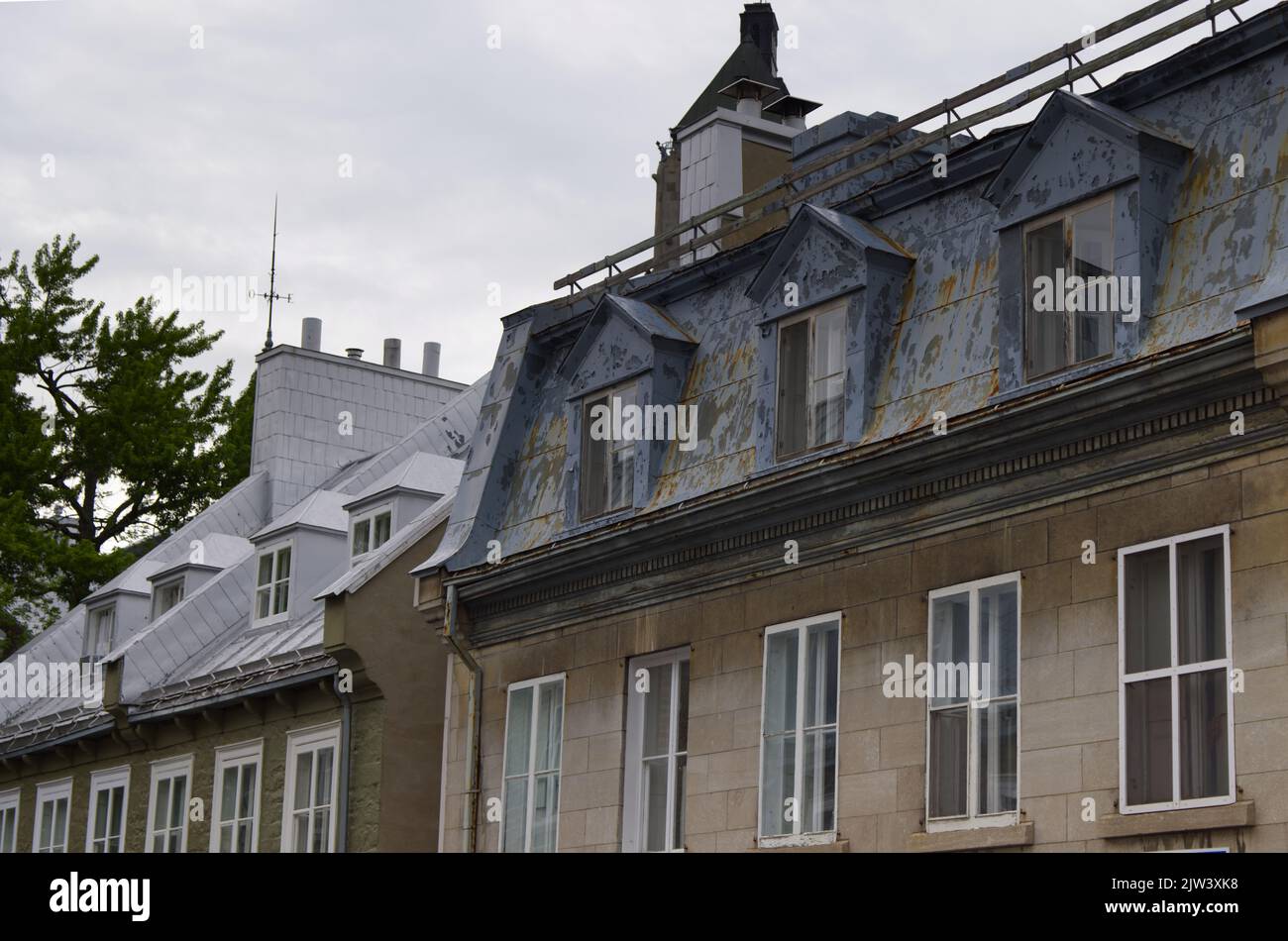 Charakteristische Häuser in Quebec City Stockfoto