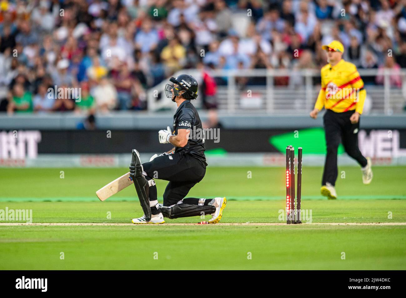 LONDON, GROSSBRITANNIEN. 03.. September 2022. Wayne Madsen von Manchester Originals verlor sein Wicket während des Hundert-Herren-Finales - Trent Rockers gegen Manchester Originals am Samstag, den 03. September 2022 in LONDON, ENGLAND. Kredit: Taka G Wu/Alamy Live Nachrichten Stockfoto