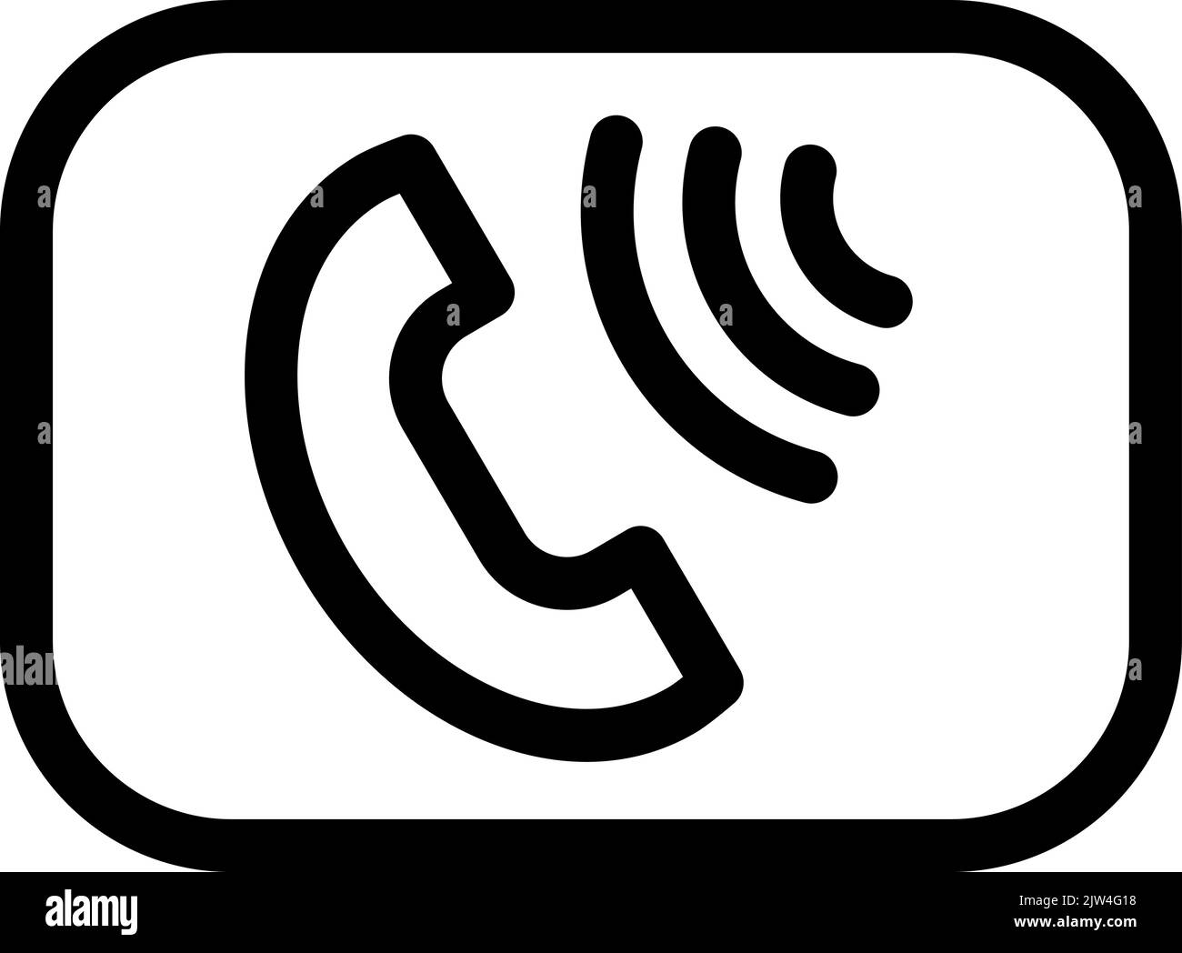Eingehender Anruf Telefon Monoline Vektor-Logo-Symbol in trendigen flachen Stil. Schild isoliert auf weißem Hintergrund. Abbildung des Telefonsymbols Stock Vektor