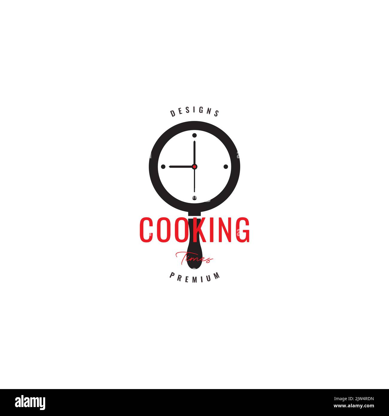 Wanduhr Time to Cooking Logo Design Stock Vektor