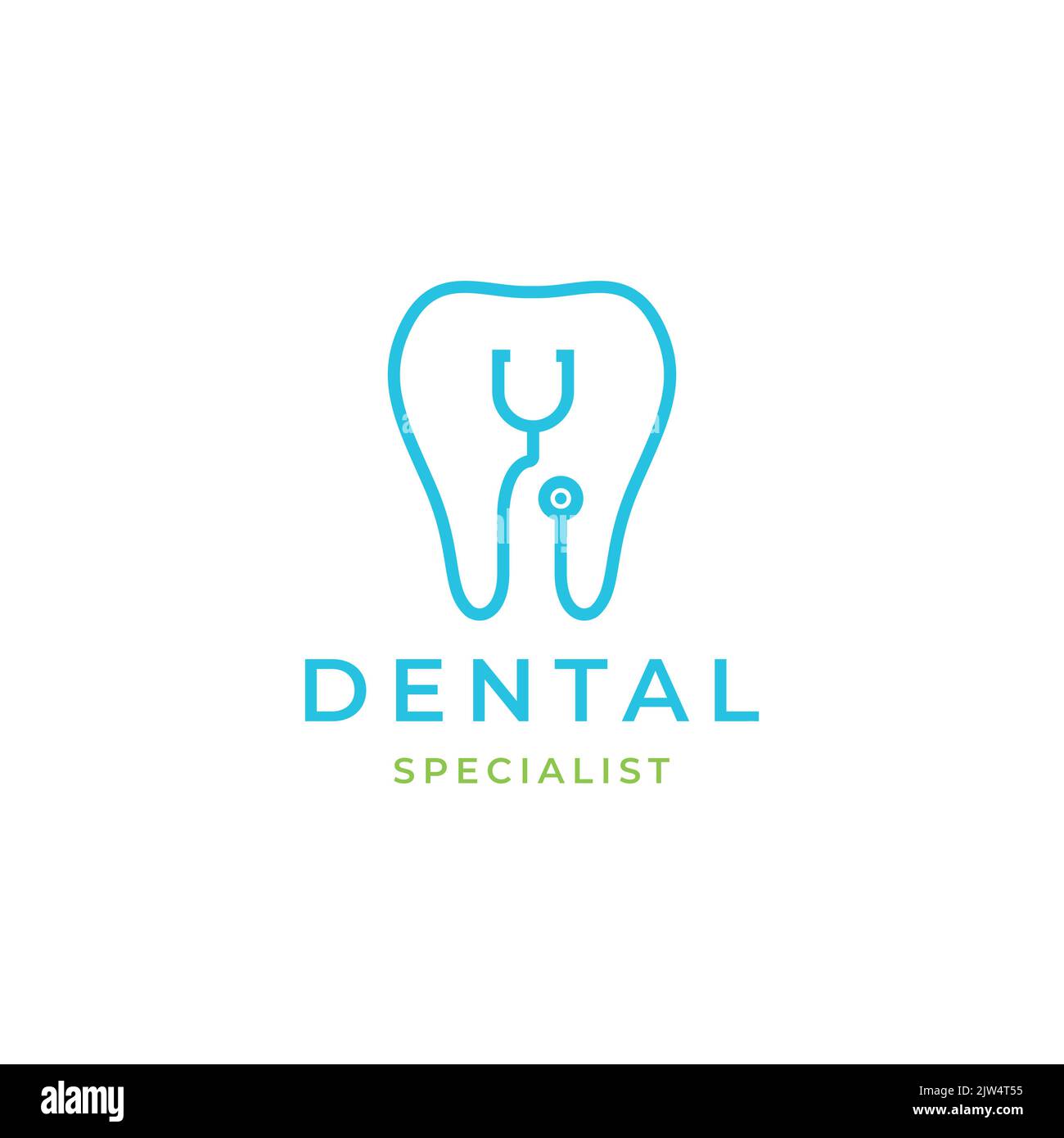 Stethoskop minimalistisch mit Zahn-Dental-Logo-Design Stock Vektor