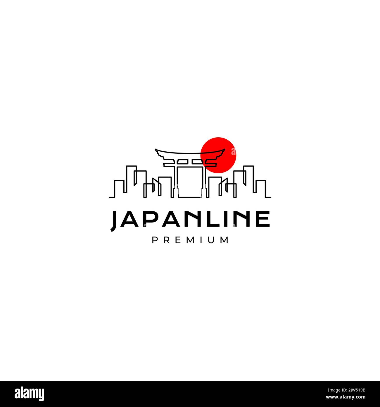 japan torii mit Gebäude-Logo-Design Stock Vektor