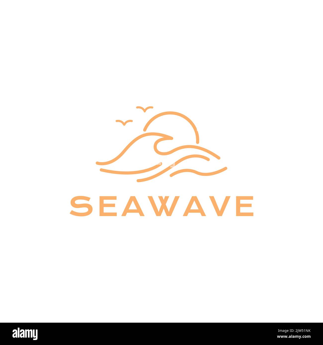 Ästhetische Welle mit Möwen- und Sunset-Logo-Design Stock Vektor