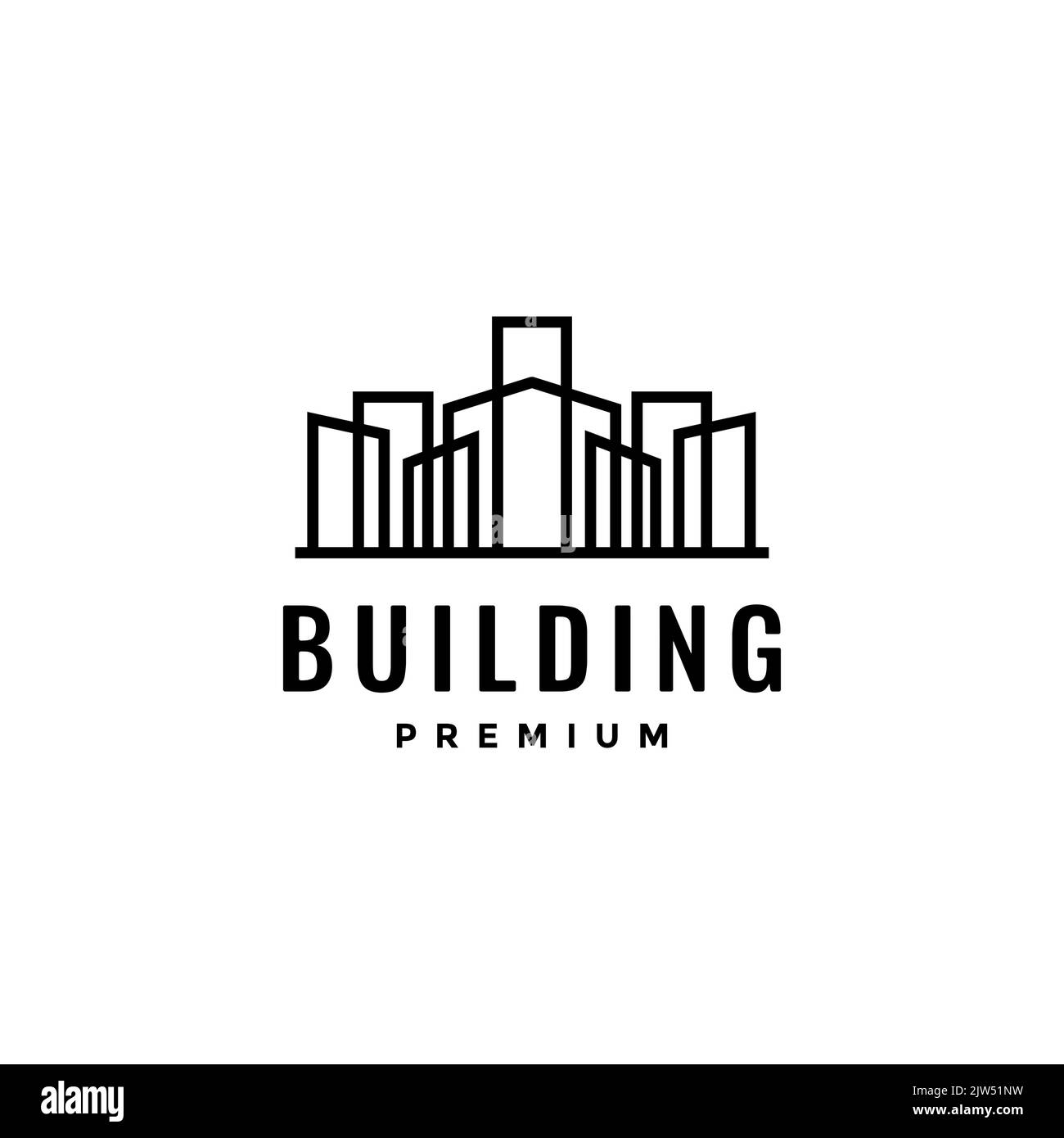 Minimalistisches Stadtgebäude, modernes Logo-Design Stock Vektor