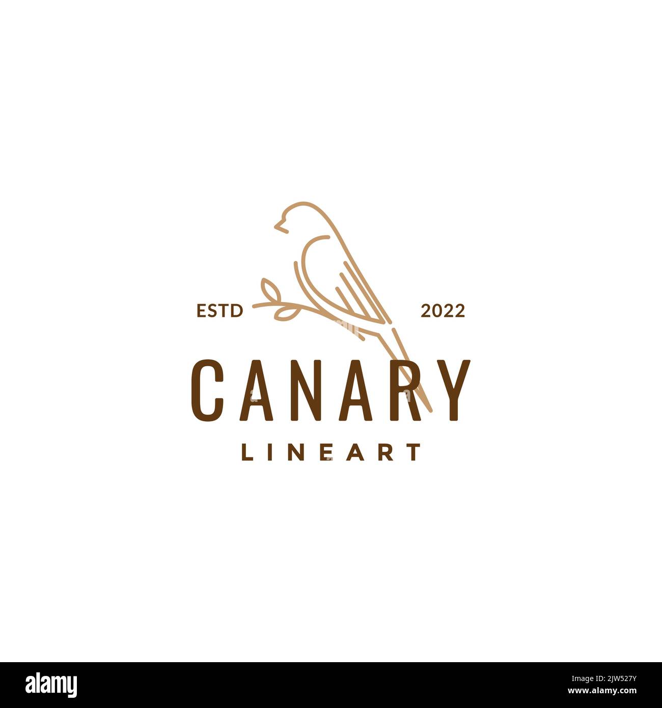 Minimalistisches Vogel-canary-Zweiglogo-Design Stock Vektor