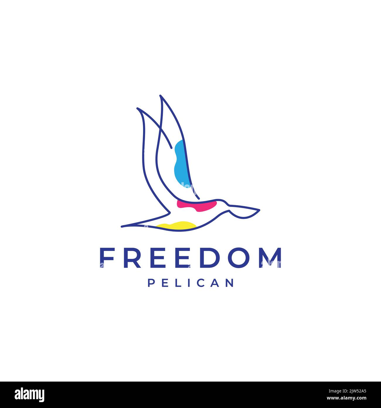 Art Lines Flying Pelican abstraktes Logo-Design Stock Vektor