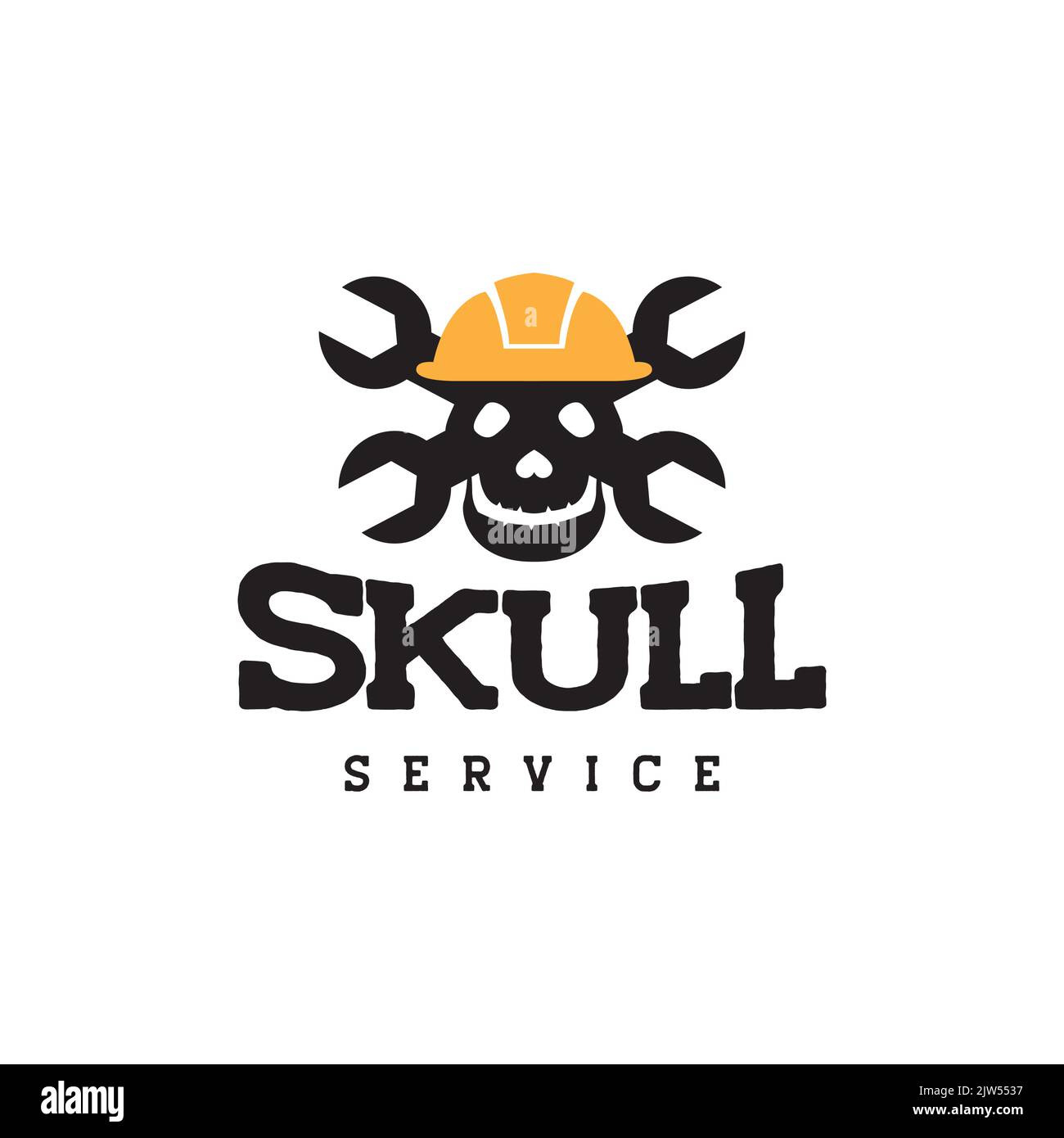 Schraubenschlüssel Schädel Auftragnehmer Logo Design Stock Vektor